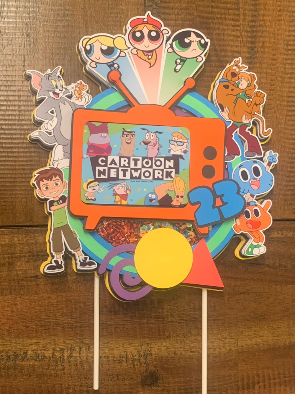 Handmade 3D shaker Cake Topper 90s Favorite Cartoon Channel themed Customized